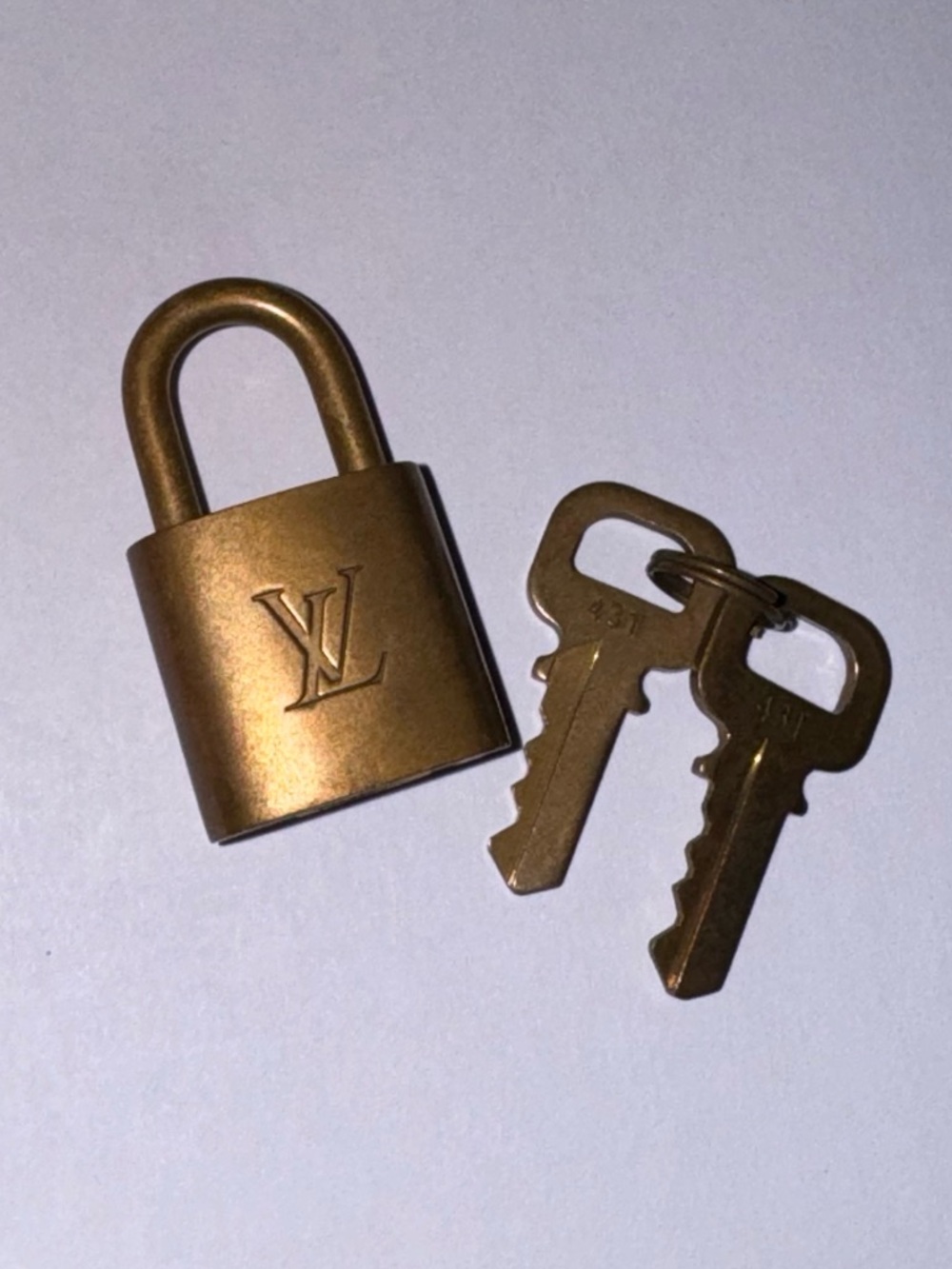 Louis Vuitton Gold Padlock and Key Set #431